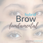 A before and after of permanent makeup eyebrows for the hybrd brow fundamental at the Orange county Nouveau Contour PMU Academy. 